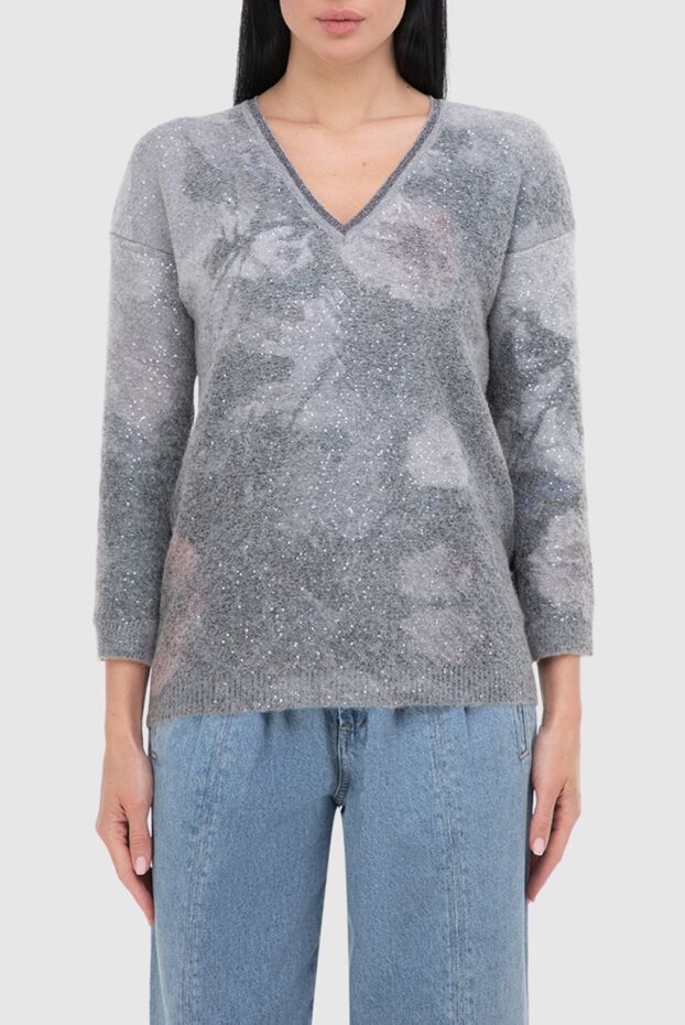 D.Exterior womens jumper with a v-neck, gray with sequins 142175 - photo 3