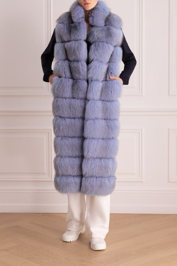 Heresis woman vest made of natural fur and wool blue for women buy with prices and photos 142209 - photo 2