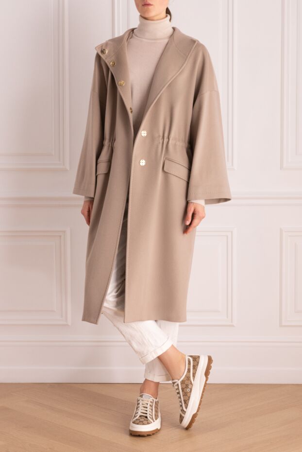 Heresis женские пальто из шерсти и норки бежевое женское купить с ценами и фото 142212 - фото 2