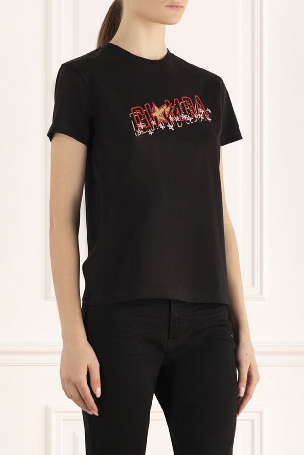 Giamba women's cotton black t-shirt with a print and star 142218 - photo 3