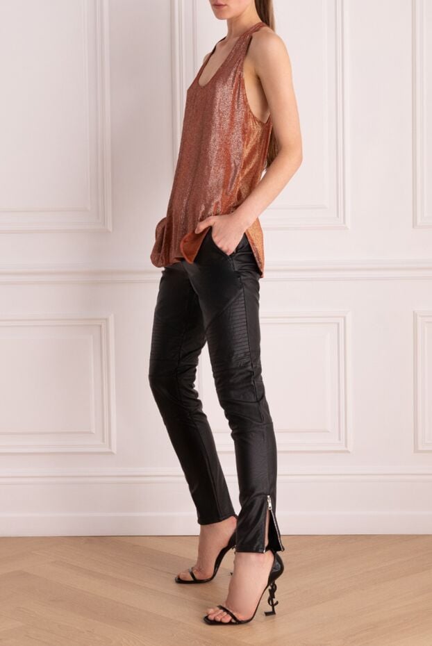 Giamba black viscose and polyurethane pants for women 142232 - photo 2