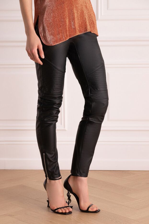 Giamba black viscose and polyurethane pants for women 142232 - photo 3