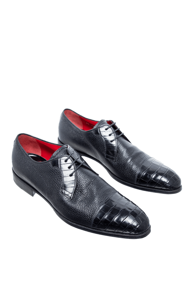 Barrett black grained leather shoes with contrasting crocodile inserts 142278 - photo 3