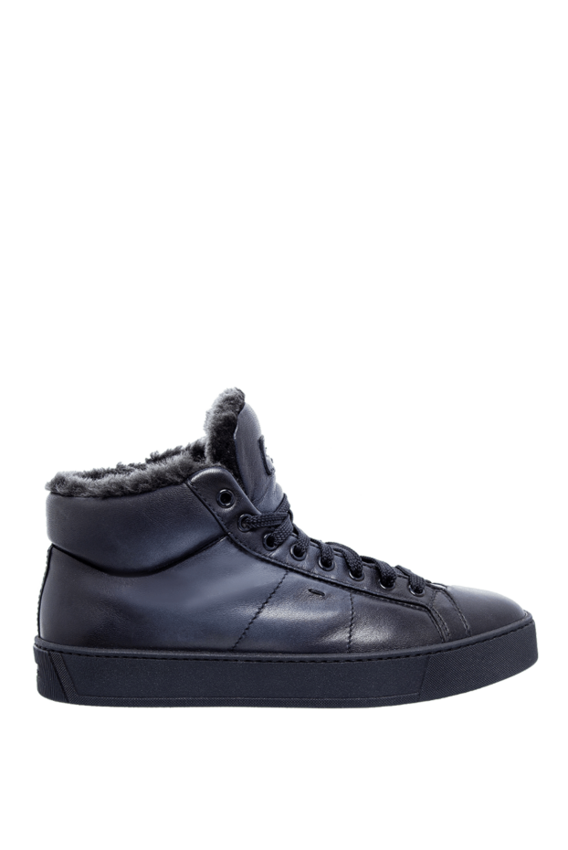 Santoni blue leather snickers for men 142282 - photo 1
