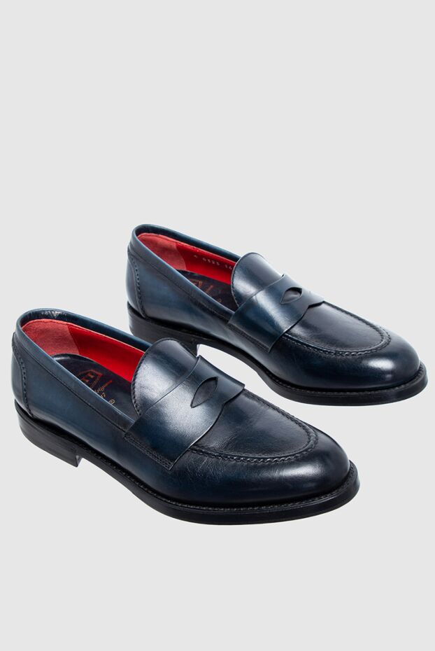 Barrett polished leather penny loafers in blue for men 142289 - photo 3