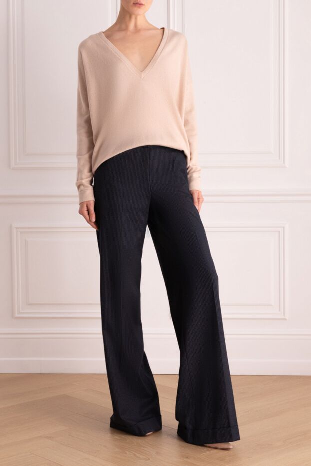 Edward Achour Paris woman blue viscose and polyester trousers for women buy with prices and photos 142298 - photo 2