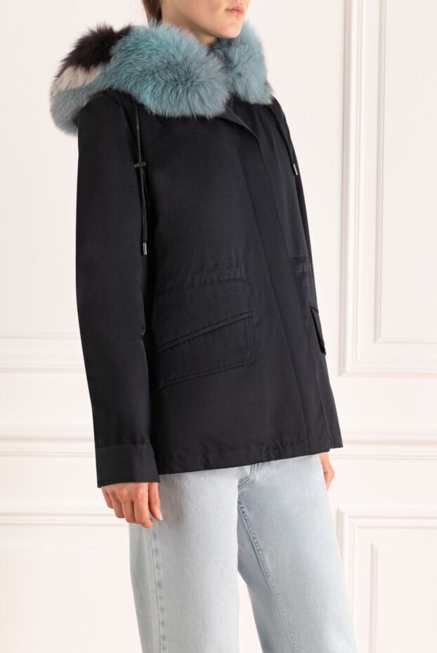 Intuition polyester and fur jacket blue for women 142304 - photo 3