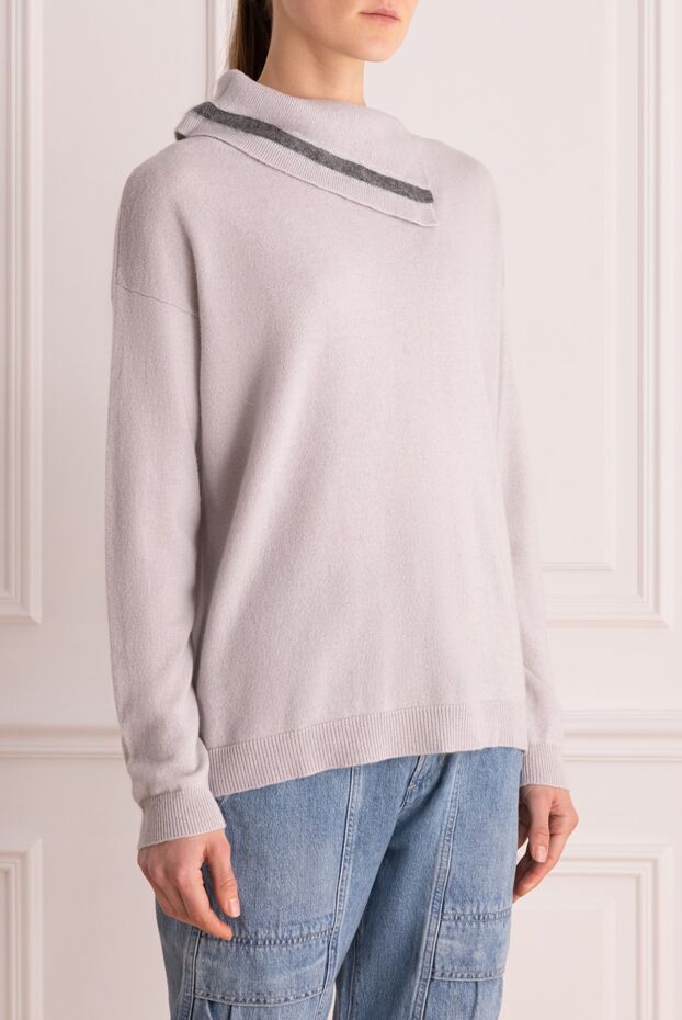Panicale gray womens jumper with an asymmetrical collar 142330 - photo 3