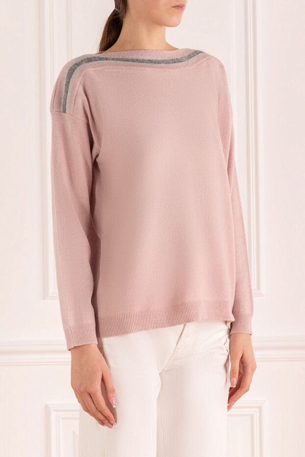 Panicale pink womens jumper with a contrasting stripe along the shoulders 142331 - photo 3
