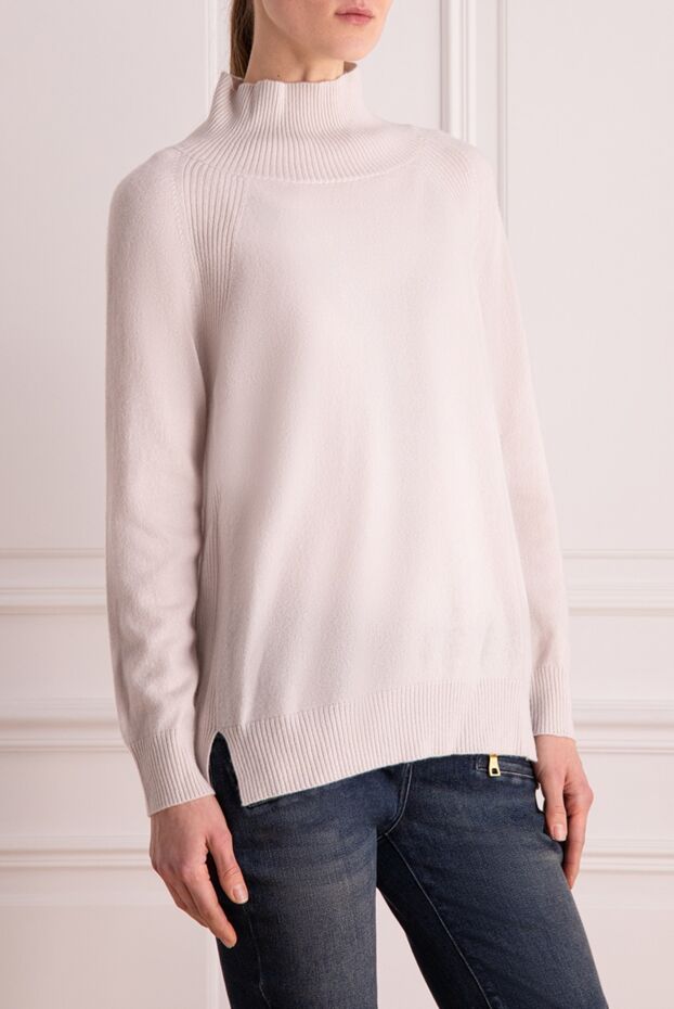 Panicale men's jumper with a high stand-up collar made of white cashmere. 142333 - photo 3