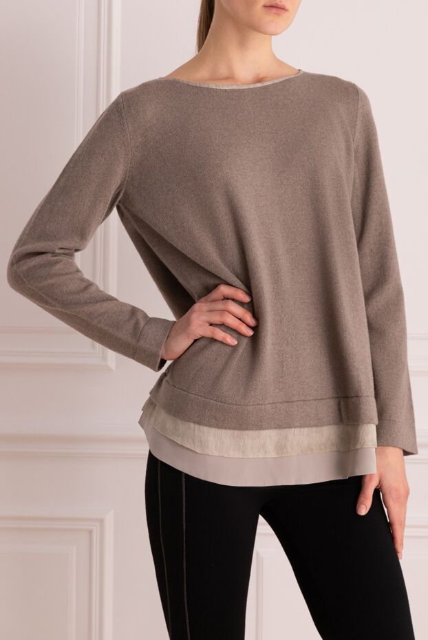 Panicale beige jumper with layered edge in wool, silk and cashmere 142335 - photo 3