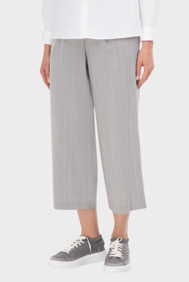 Panicale women's cropped striped pants light gray 142345 - photo 3
