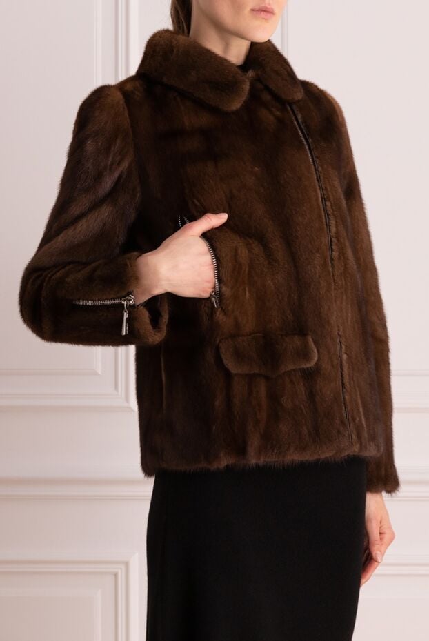 Max&Moi short mink coat in rich brown color with asymmetrical zipper 142373 - photo 3