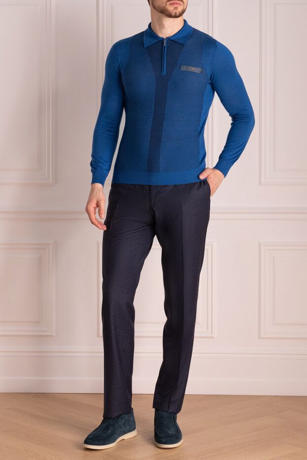 Cesare di Napoli man blue wool trousers for men buy with prices and photos 142454 - photo 1