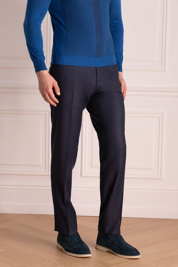 Cesare di Napoli мужские брюки из шерсти синие мужские купить с ценами и фото 142454 - фото 2