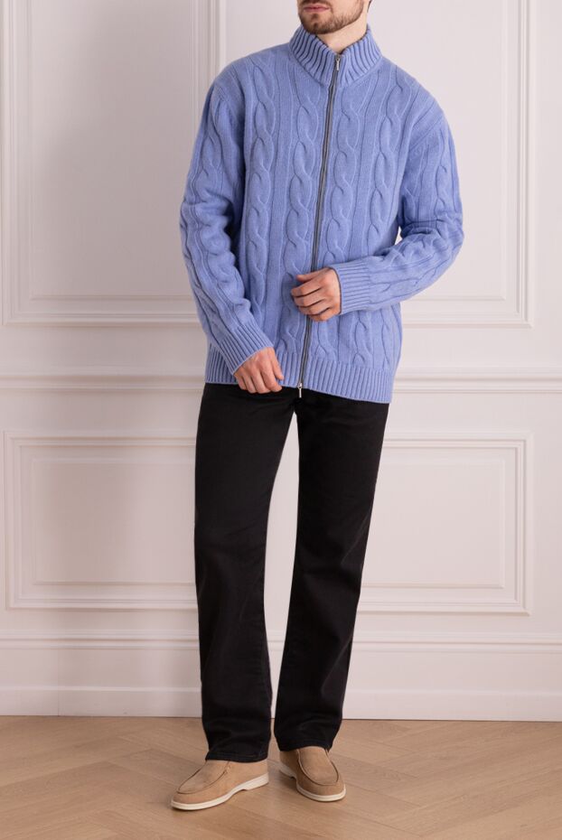 Cesare di Napoli man men's cardigan made of wool and cashmere blue buy with prices and photos 142487 - photo 2