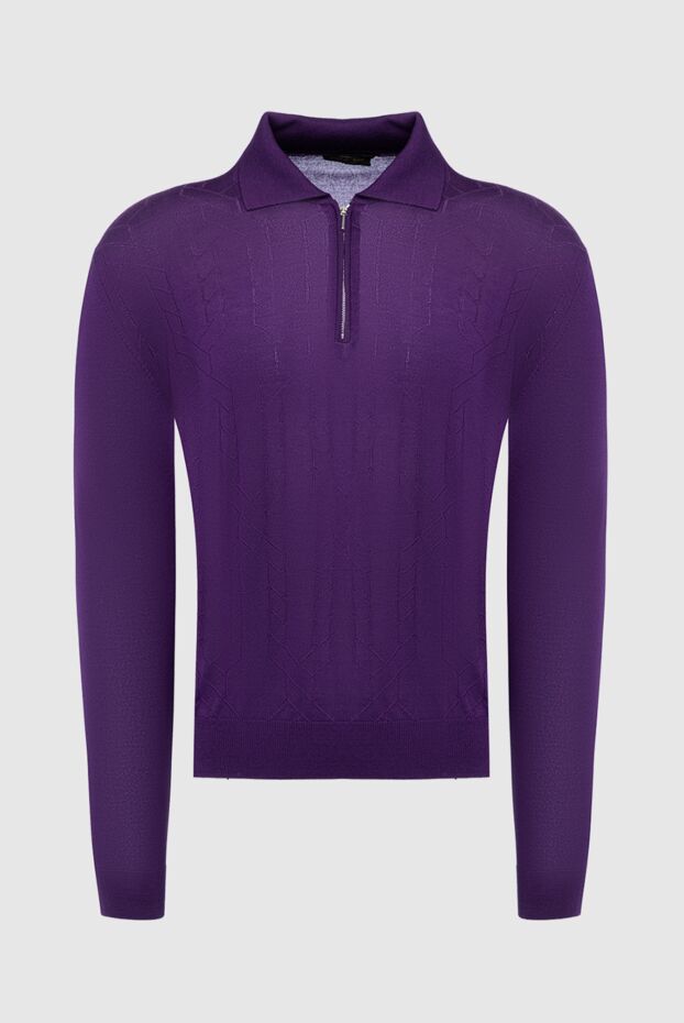 Cesare di Napoli man long sleeve polo in silk and cashmere violet for men buy with prices and photos 142493 - photo 1