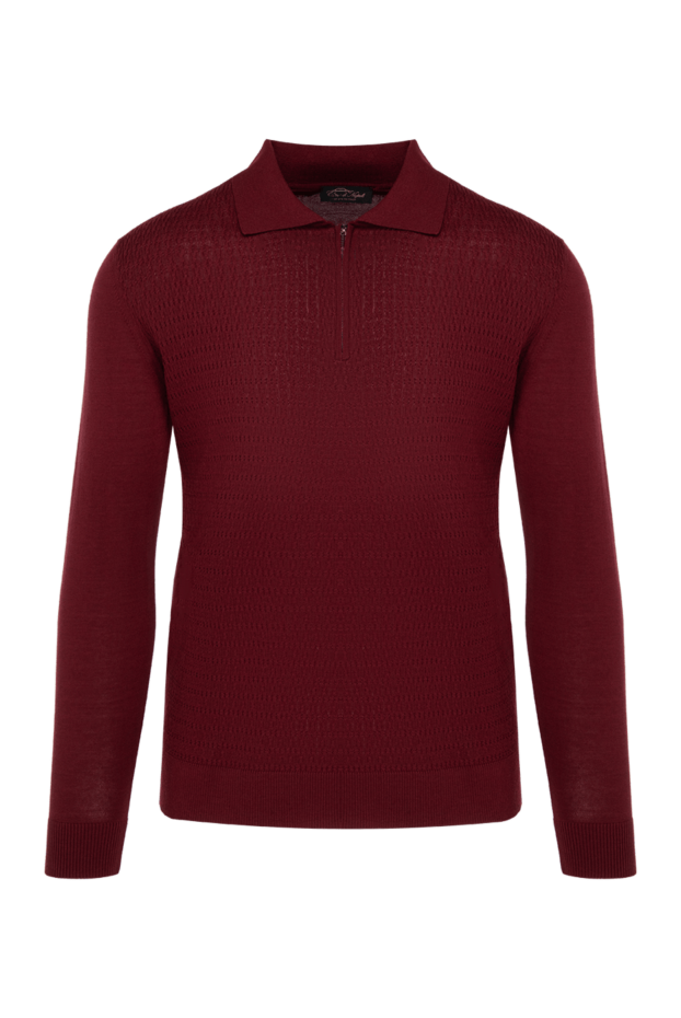 Cesare di Napoli man wool, silk and cashmere long sleeve polo burgundy for men buy with prices and photos 142498 - photo 1