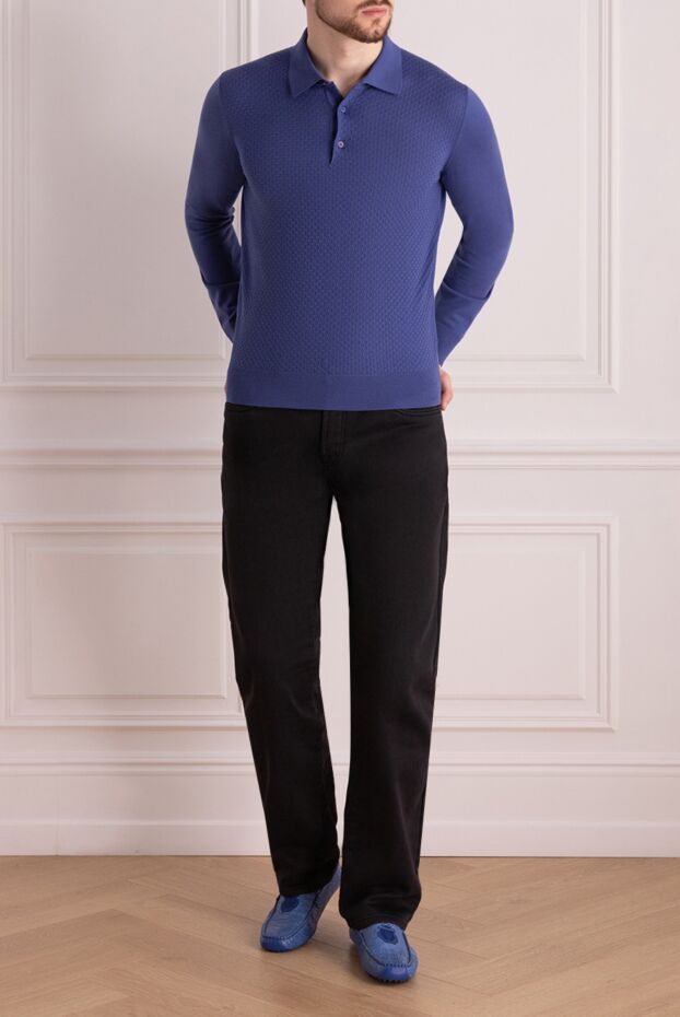 Cesare di Napoli man wool long sleeve polo blue for men buy with prices and photos 142508 - photo 2