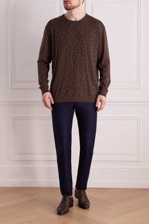 Cesare di Napoli man wool, cashmere and silk jumper brown for men buy with prices and photos 142511 - photo 2