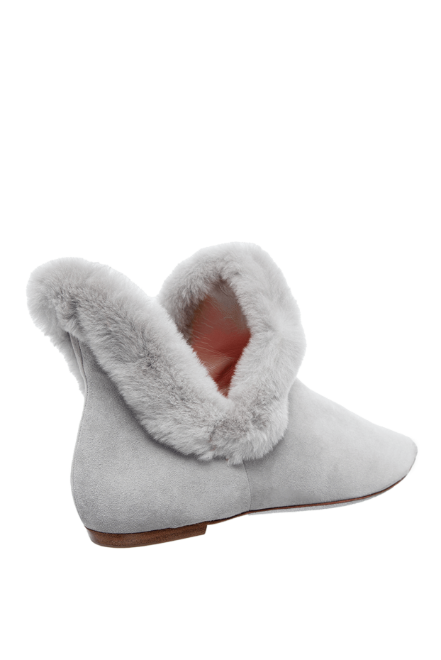 Rene Caovilla women's gray suede ankle boots with fur and a shiny toe 142670 - photo 3