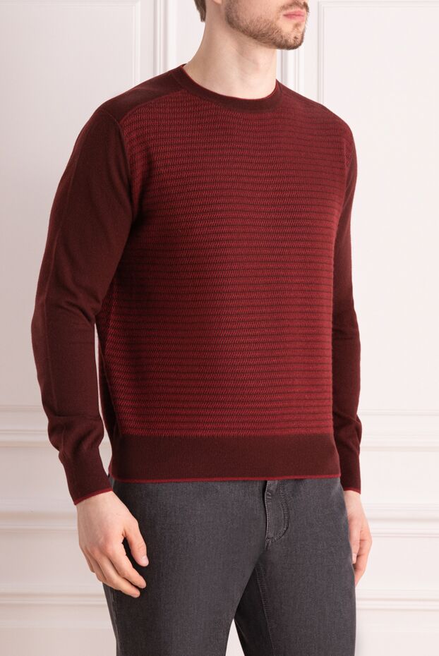 Stefano Ricci burgundy cashmere and silk jumper with a textured knit 142738 - photo 3