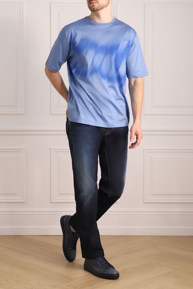 Jacob Cohen men's denim jeans with decorative abrasions and a signature scarf 142752 - photo 2