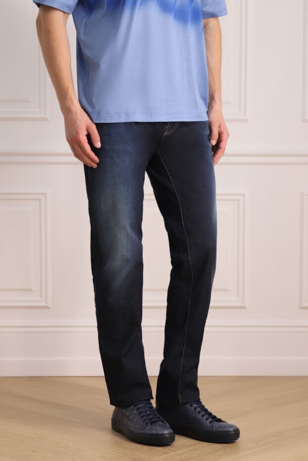 Jacob Cohen men's denim jeans with decorative abrasions and a signature scarf 142752 - photo 3