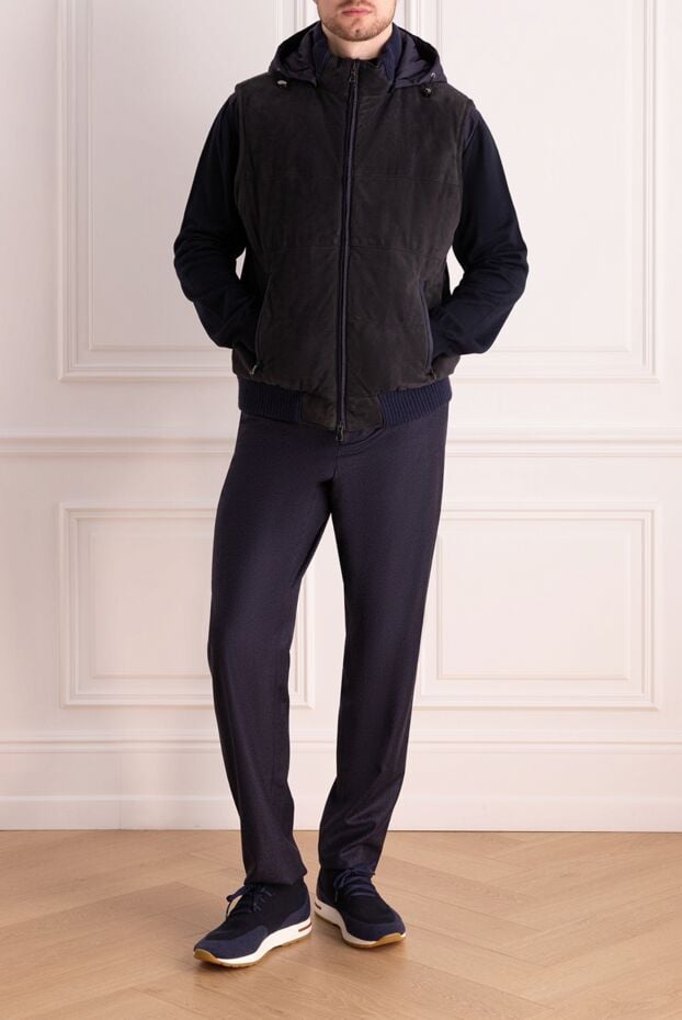 Casheart blue suede, polyester and wool vest for men 142756 - photo 2