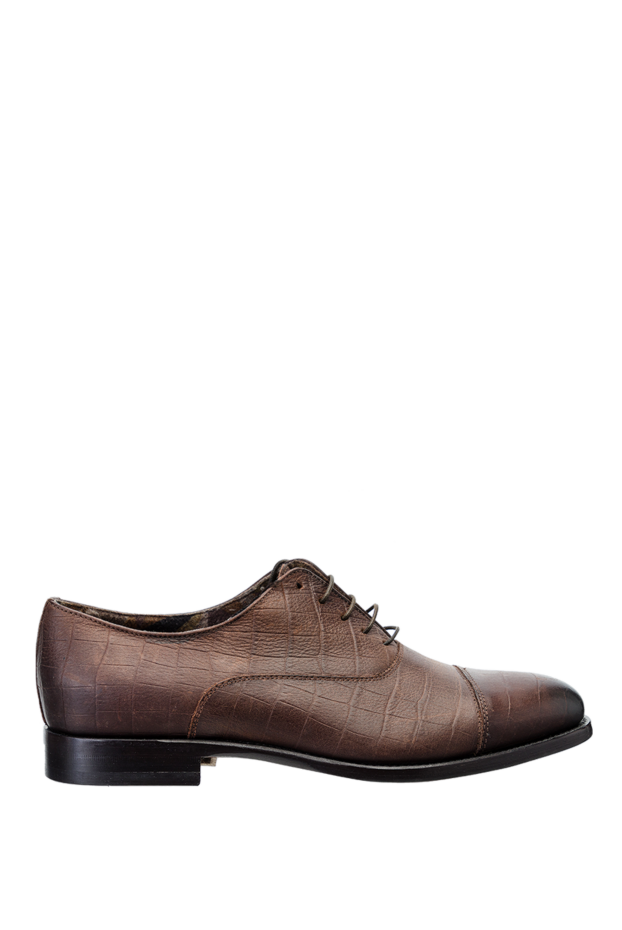 Doucal`s brown textured leather cap-toe oxford shoes for men 142794 - photo 1