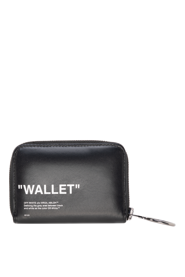 Off-White women's leather wallet black with white inscription wallet 142844 - photo 3