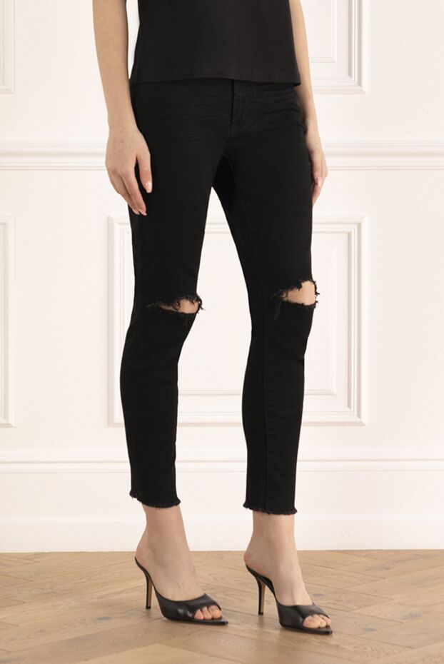 One Teaspoon black women's skinny jeans with knee rips 142846 - photo 3