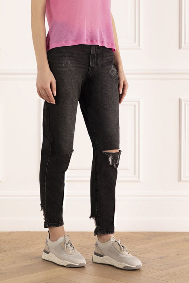 One Teaspoon gray jeans with a torn effect and decorative slits on the knees 142849 - photo 3