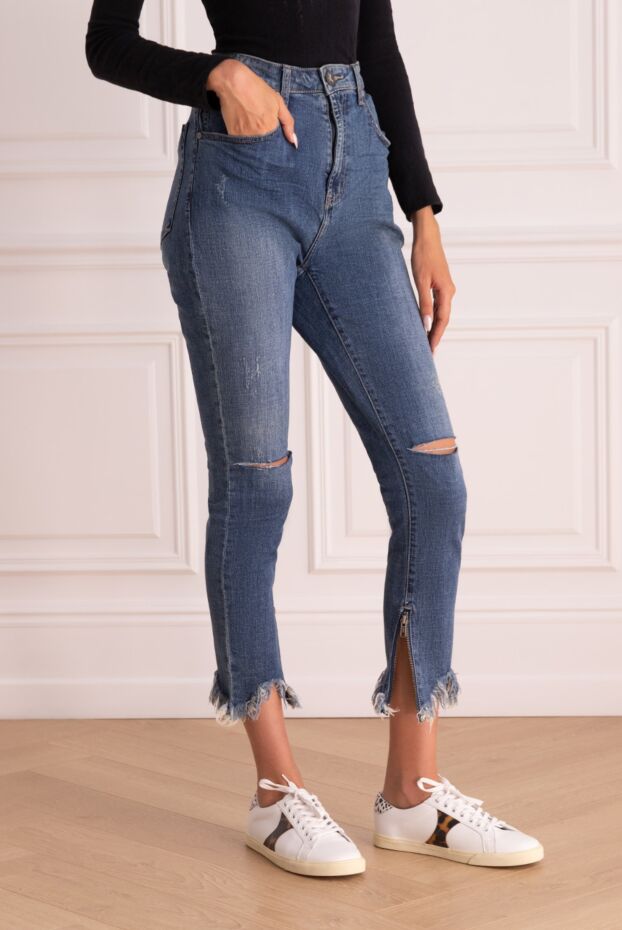 One Teaspoon blue women's high-rise jeans with raw edges 142850 - photo 3