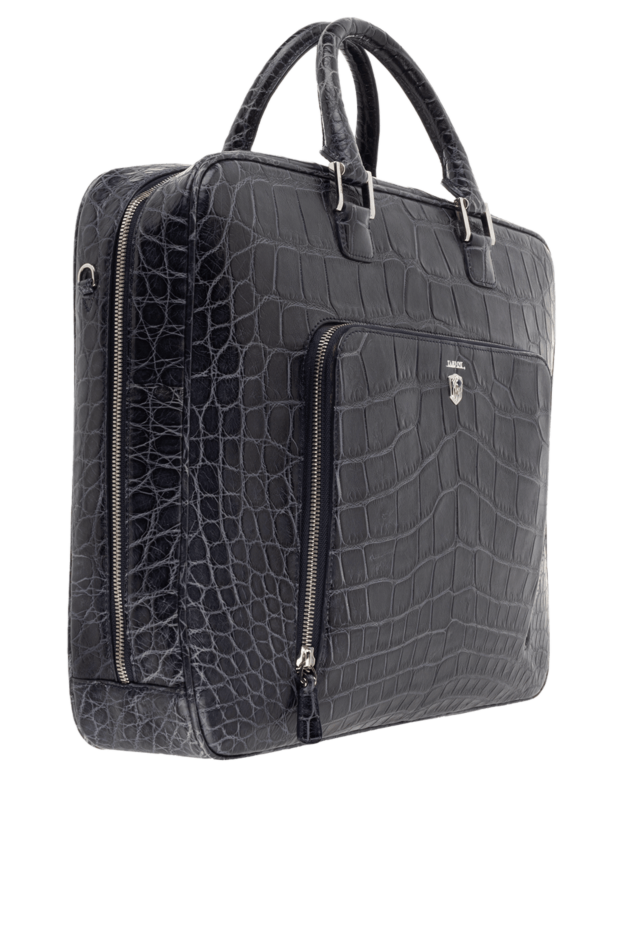 Tardini briefcase made of genuine alligator leather blue with an external pocket 142871 - photo 3