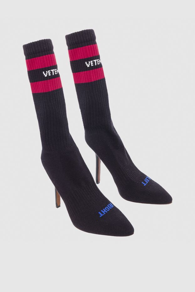 Vetements черевики-шкарпетки жіночі шкіряні чорні на високих підборах 142897 - фото 3