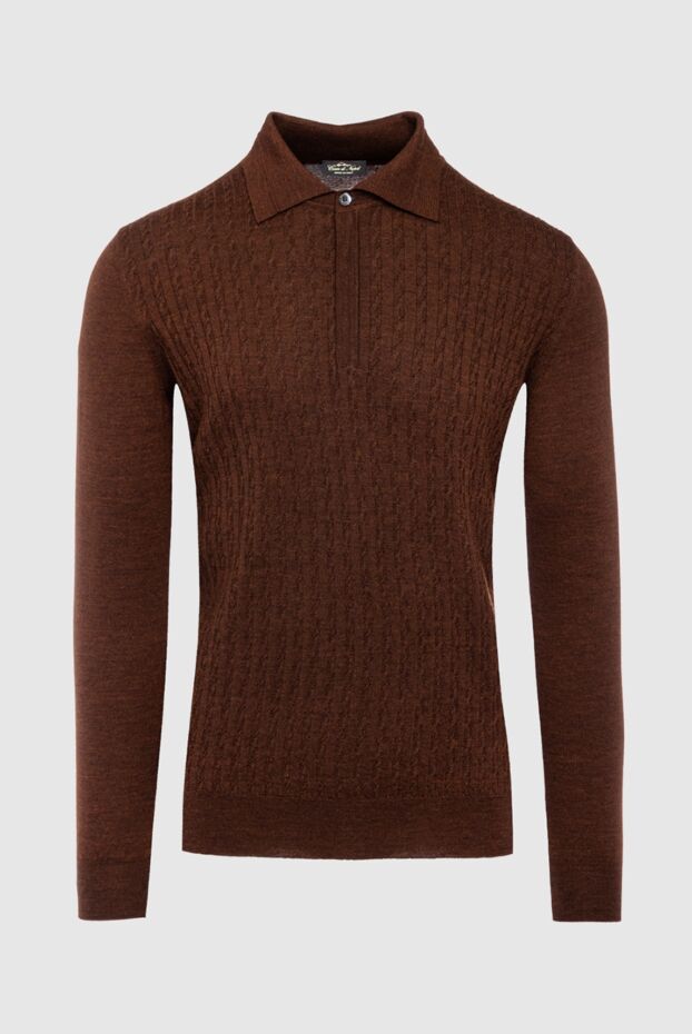 Cesare di Napoli man wool, silk and cashmere long sleeve polo brown for men buy with prices and photos 143017 - photo 1