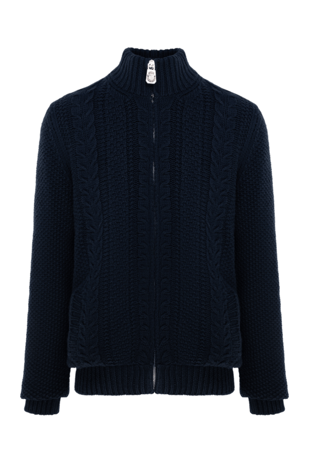 Billionaire cardigan for men made of cashmere and natural fur, blue 143032 - photo 1