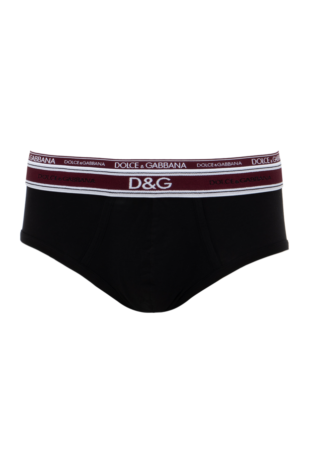 Dolce & Gabbana брифи з бавовни чорного кольору з бордовою гумкою 143059 - фото 1
