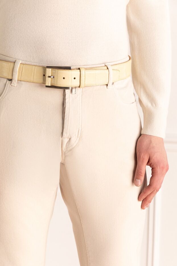 Cesare di Napoli man crocodile leather belt yellow for men buy with prices and photos 143081 - photo 2