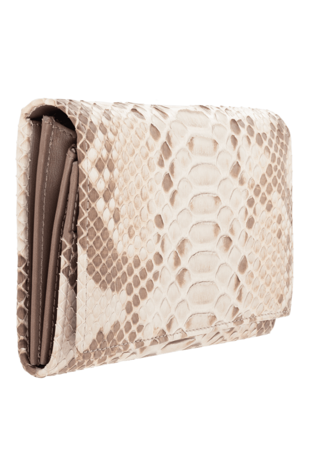 Cesare di Napoli women's beige leather wallet with crocodile skin embossed 143099 - photo 3