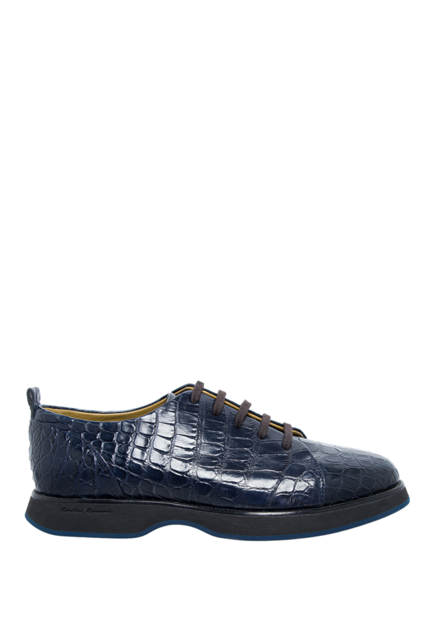 Tardini blue alligator leather sneakers with heel tab and textured trim 143139 - photo 1