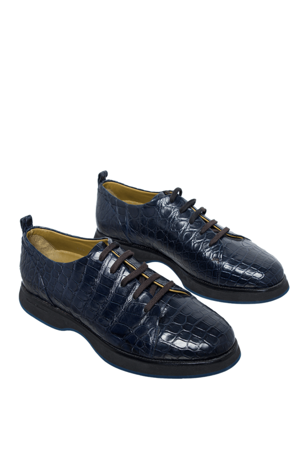 Tardini blue alligator leather sneakers with heel tab and textured trim 143139 - photo 3