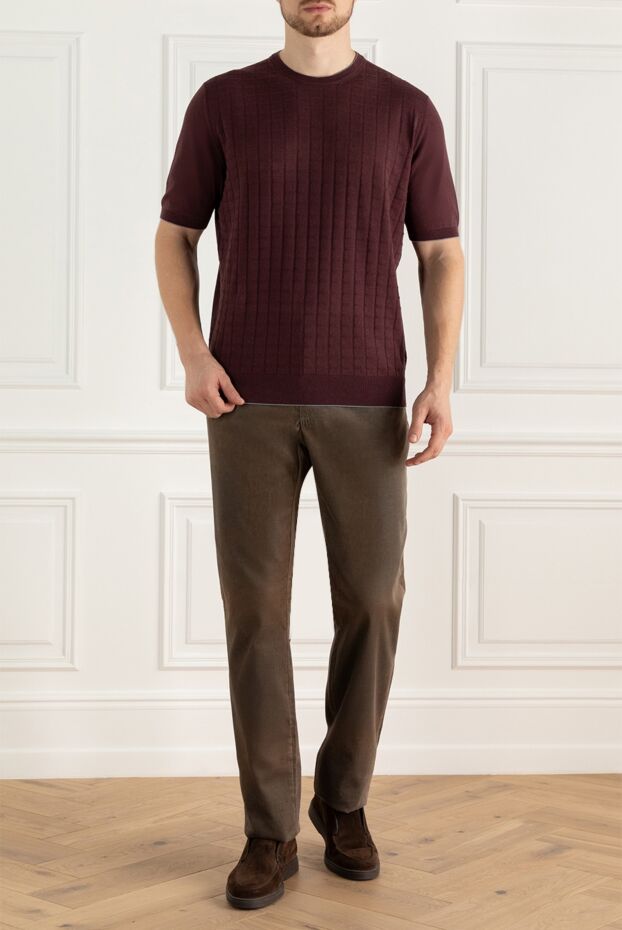 Cesare di Napoli man cotton short sleeve jumper burgundy for men buy with prices and photos 143311 - photo 2