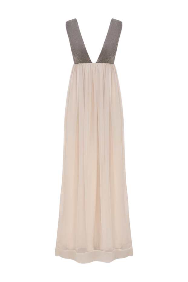Silk evening dress with a gray bodice and a cream-colored flowing skirt - photo 1