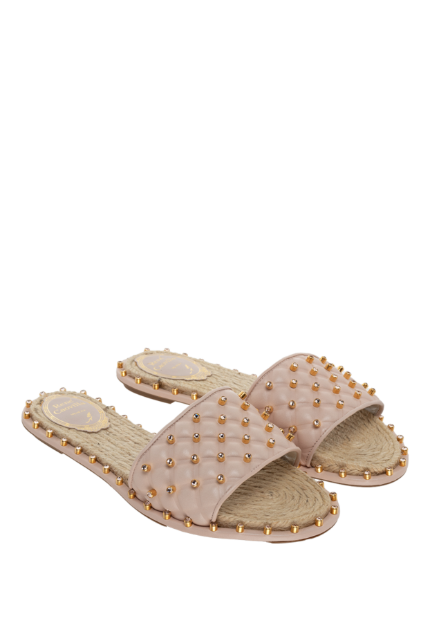 Rene Caovilla women's leather slippers with beads, pink 143516 - photo 3