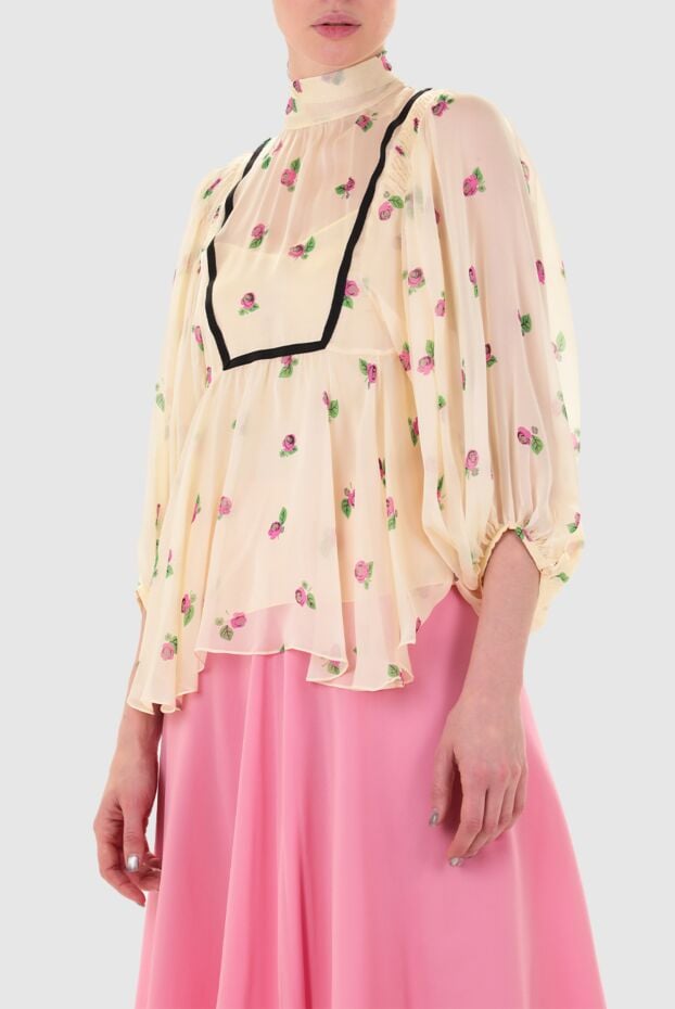 Rochas women's silk blouse with a floral print yellow 143547 - photo 3