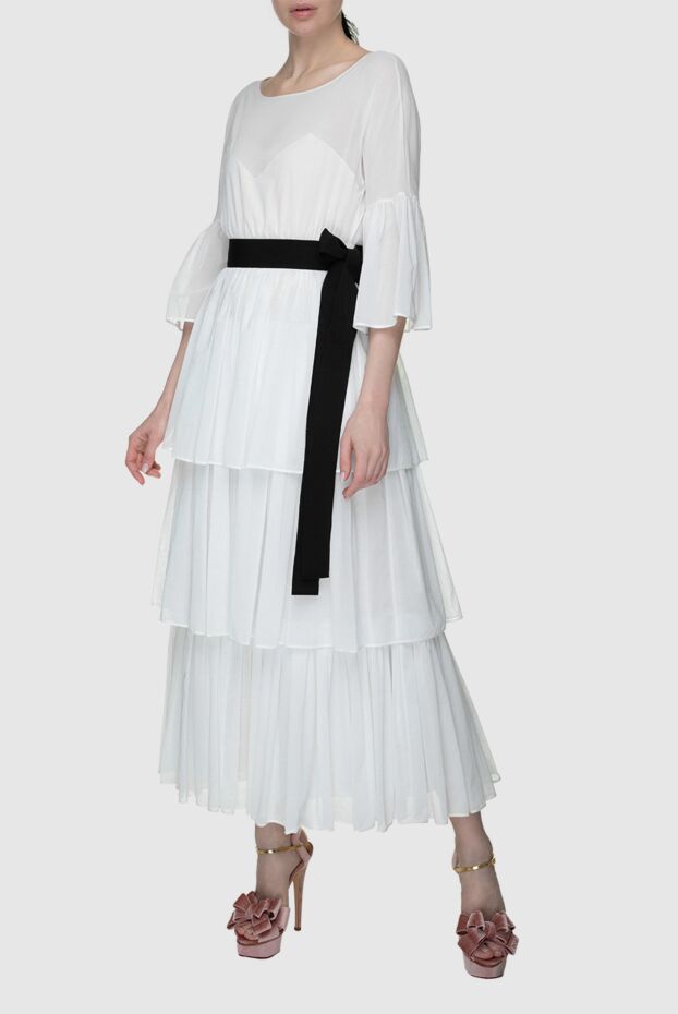 Rochas cotton multilayer dress with flared sleeves and flounces in white 143553 - photo 2