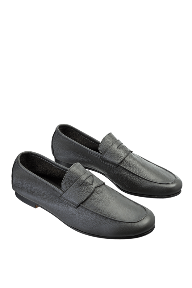 Andrea Ventura dark grey leather penny loafers for men 143581 - photo 3
