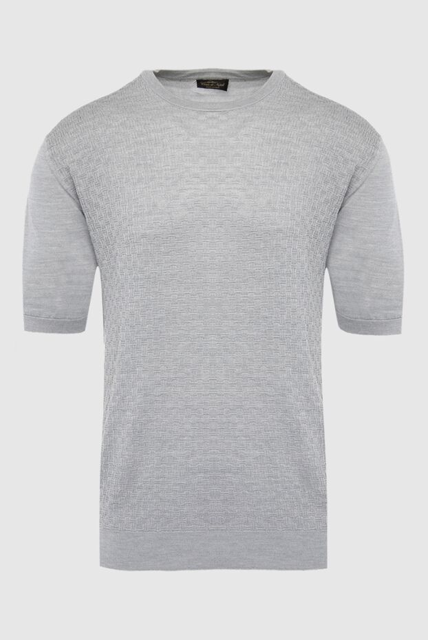 Cesare di Napoli men's light gray silk jumper with a combined texture 143607 - photo 1